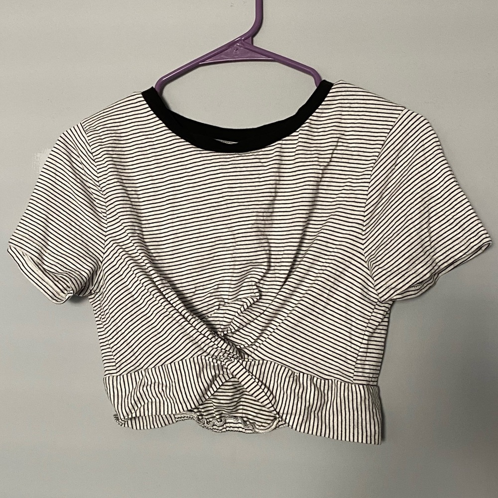 Forever 21 Striped Cross Front Crop Top Size S